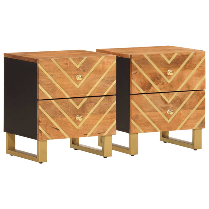 Bedside Cabinets 2 pcs Brown and Black Solid Wood Mango