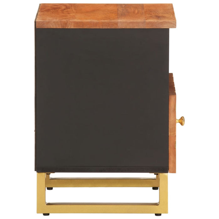 Bedside Cabinet Brown and Black Solid Wood Mango