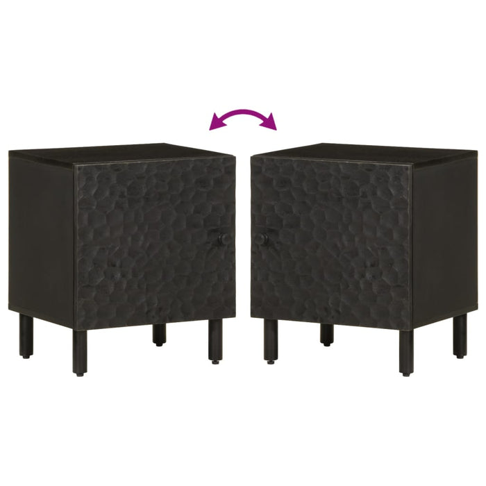 Bedside Cabinets 2 pcs Black 40x33x46 cm Solid Wood Mango