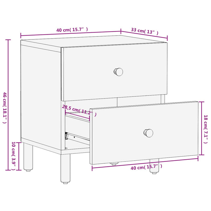 Bedside Cabinet Black 40x33x46 cm Solid Wood Mango