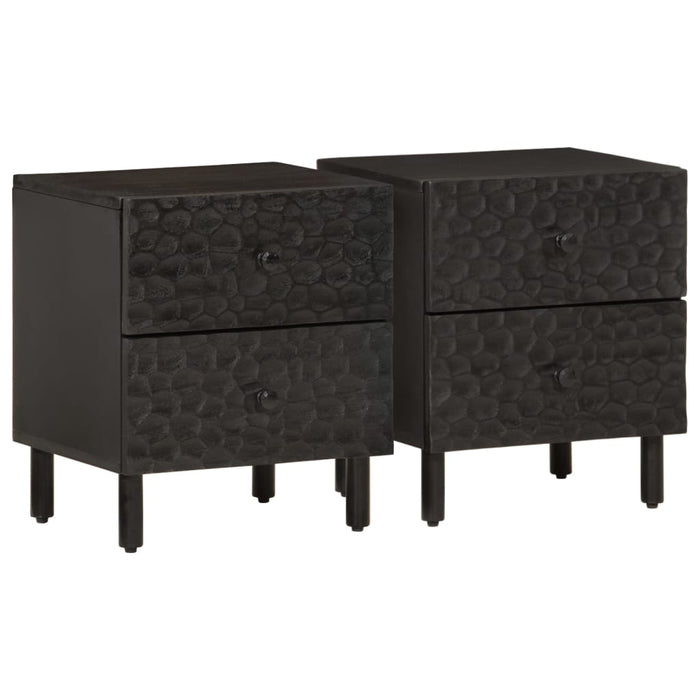 Bedside Cabinets 2 pcs Black 40x33x46 cm Solid Wood Mango