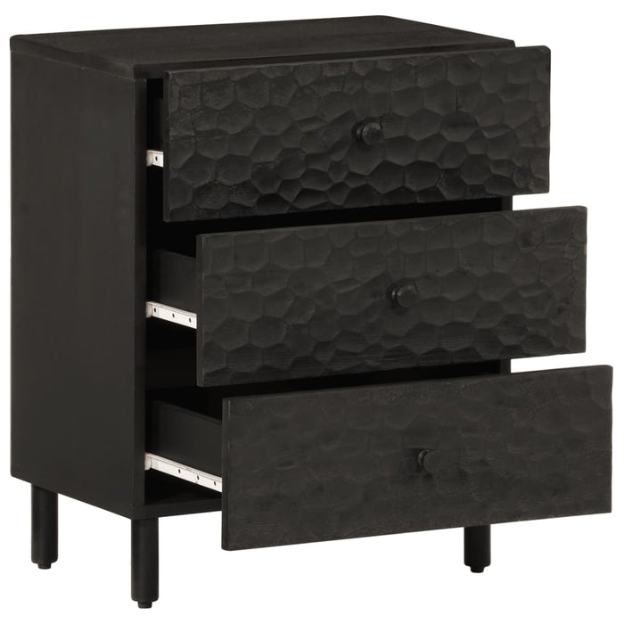 Bedside Cabinet Black 50x33x60 cm Solid Wood Mango