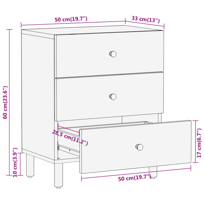 Bedside Cabinet 50x33x60 cm Solid Wood Mango