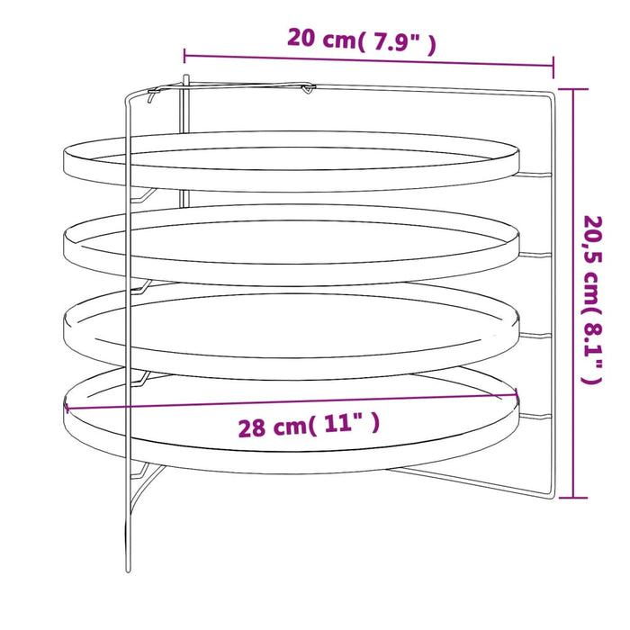 Tavi pentru pizza 4 buc cu Raft Ø 28 cm Otel