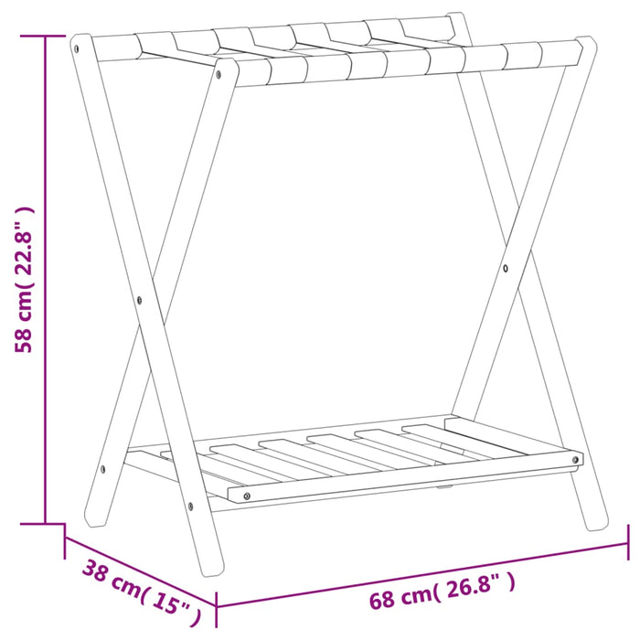 Suport pentru bagaje Negru 68x38x58 cm Bambus