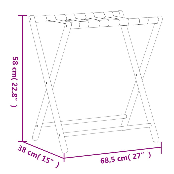 Suport pentru bagaje Negru 68,5x38x58 cm Bambus