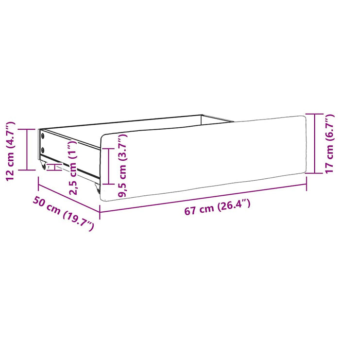 Bed Drawers 2 pcs Light Grey Engineered Wood and Fabric