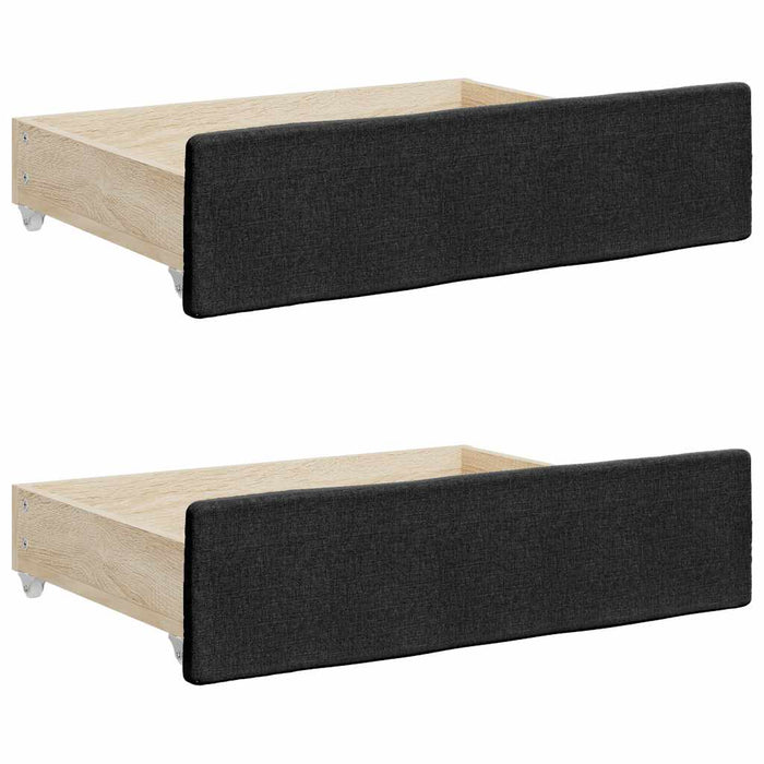 Bed Drawers 2 pcs Black Engineered Wood and Fabric