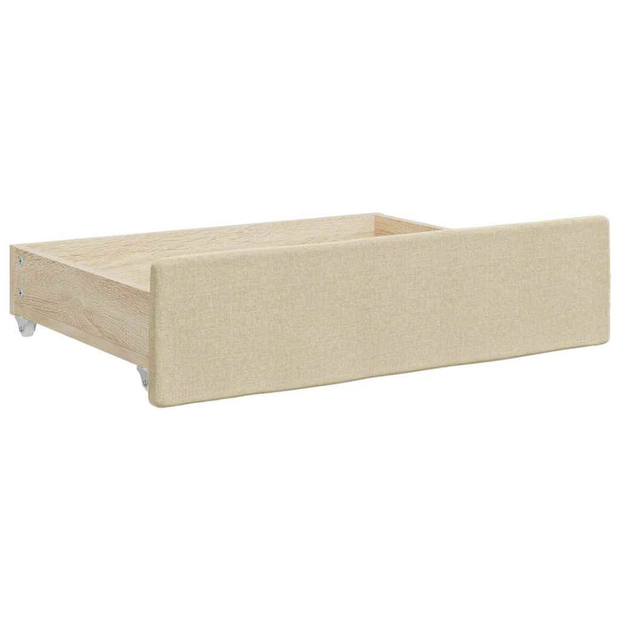 Bed Drawers 2 pcs Cream Engineered Wood and Fabric