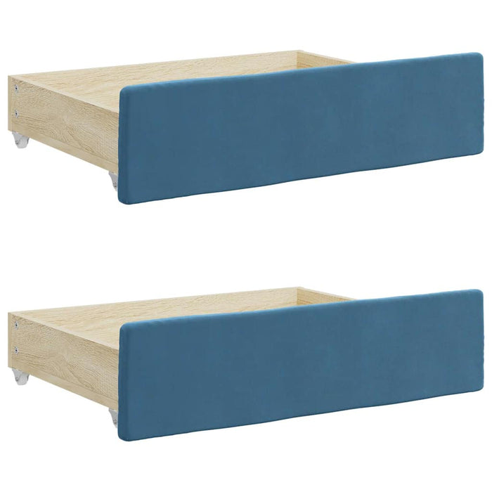 Bed Drawers 2 pcs Blue Engineered Wood and Velvet