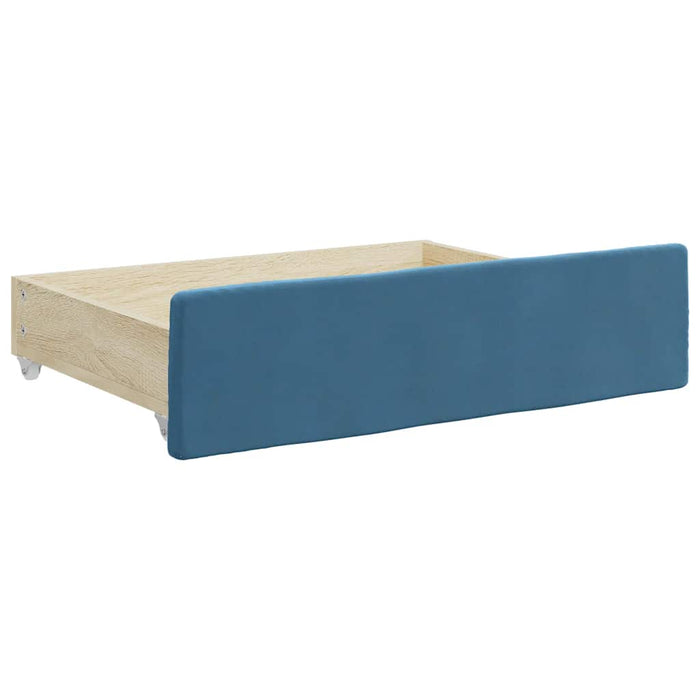 Bed Drawers 2 pcs Blue Engineered Wood and Velvet