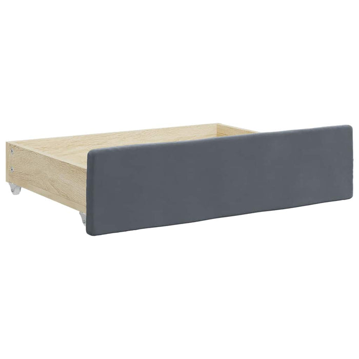 Bed Drawers 2 pcs Dark Grey Engineered Wood and Velvet