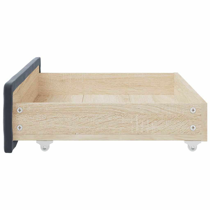 Bed Drawers 2 pcs Dark Grey Engineered Wood and Velvet