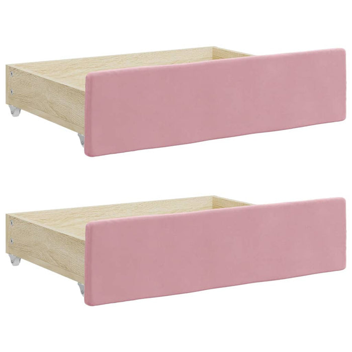 Bed Drawers 2 pcs Pink Engineered Wood and Velvet