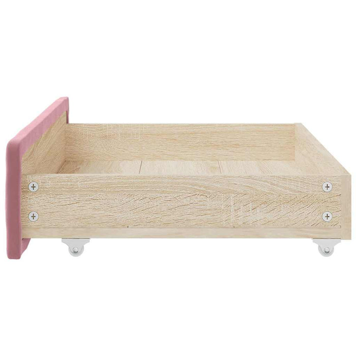 Bed Drawers 2 pcs Pink Engineered Wood and Velvet