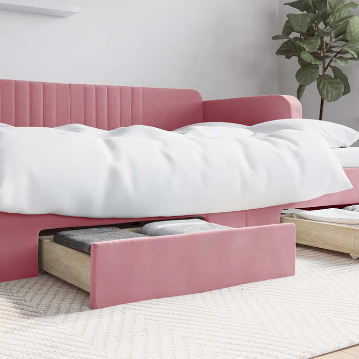 Bed Drawers 2 pcs Pink Engineered Wood and Velvet