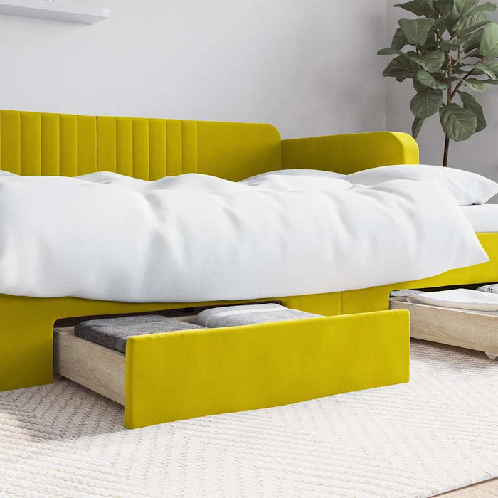 Bed Drawers 2 pcs Yellow Engineered Wood and Velvet