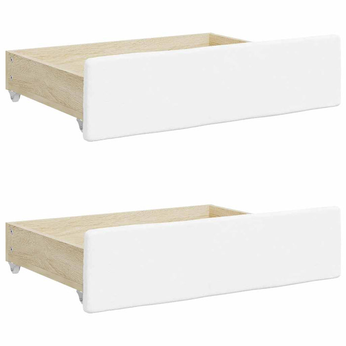 Bed Drawers 2 pcs White Engineered Wood and Faux Leather