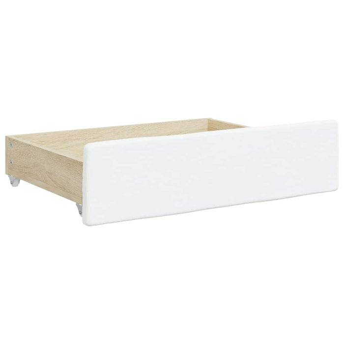 Bed Drawers 2 pcs White Engineered Wood and Faux Leather