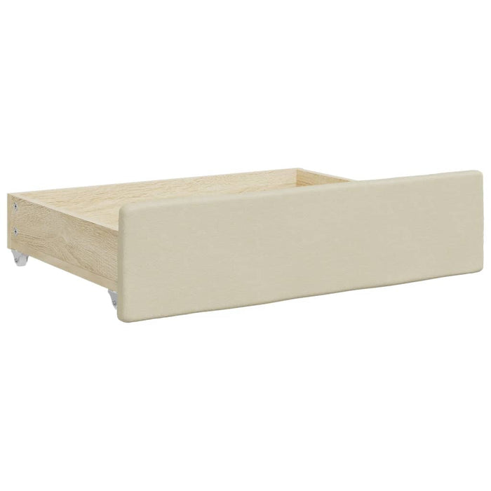 Bed Drawers 2 pcs Cream Engineered Wood and Faux Leather