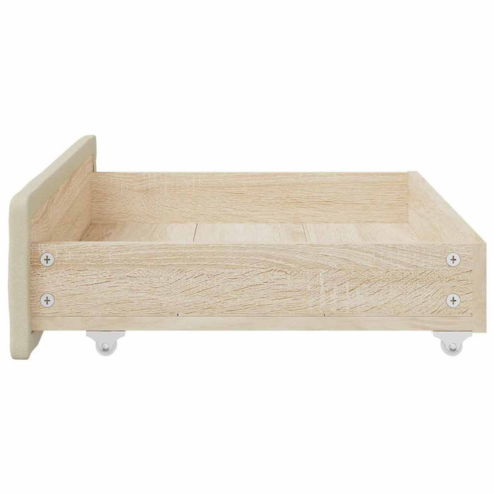 Bed Drawers 2 pcs Cream Engineered Wood and Faux Leather