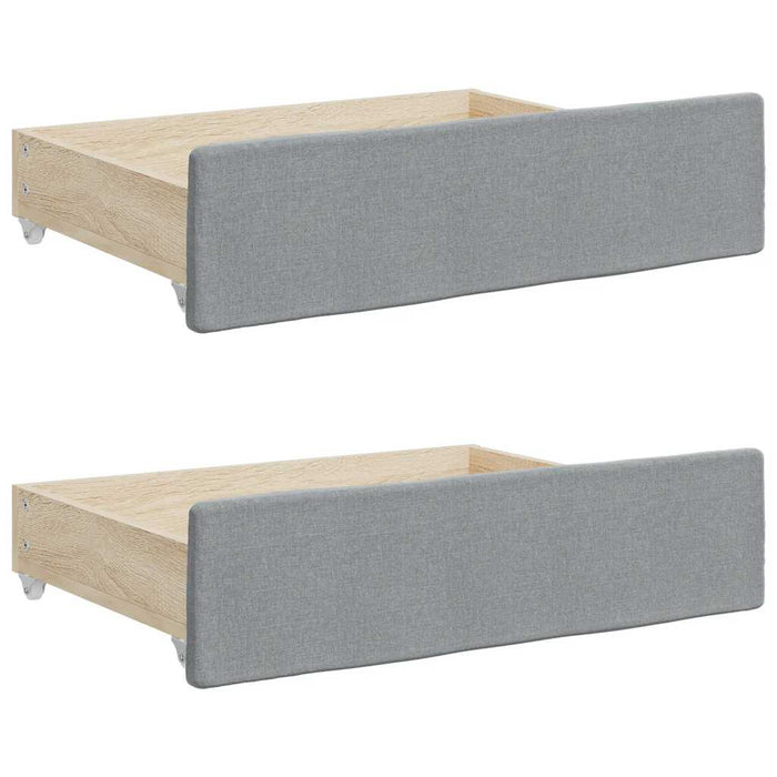 Bed Storage Drawers 2 pcs Light Grey Engineered Wood and Fabric