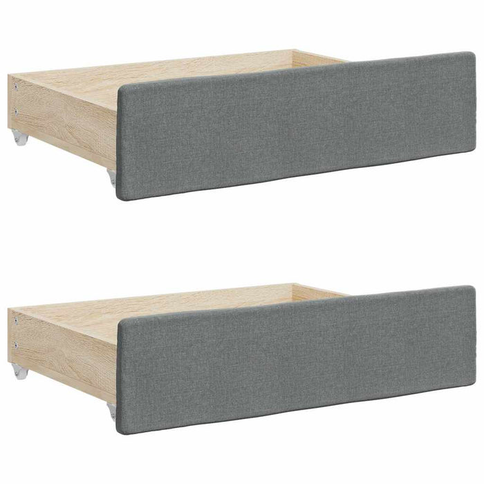 Bed Storage Drawers 2 pcs Dark Grey Engineered Wood and Fabric