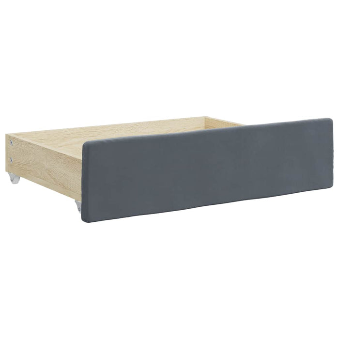 Bed Storage Drawers 2 pcs Dark Grey Engineered Wood and Velvet