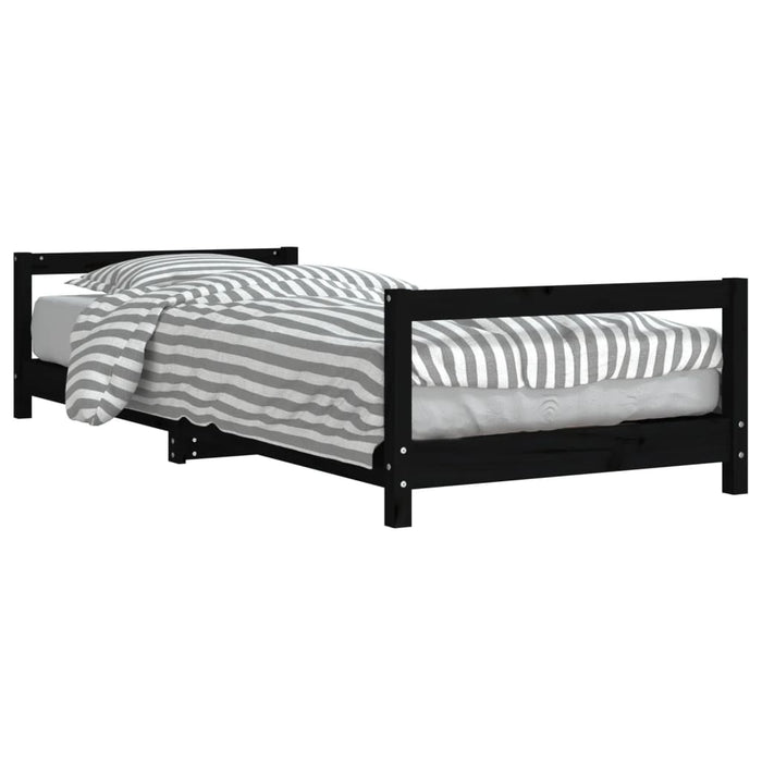 Kids Bed Frame Black 80x200 cm Solid Wood Pine