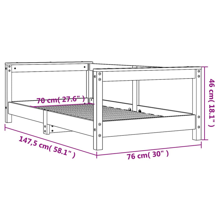 Kids Bed Frame 70x140 cm Solid Wood Pine