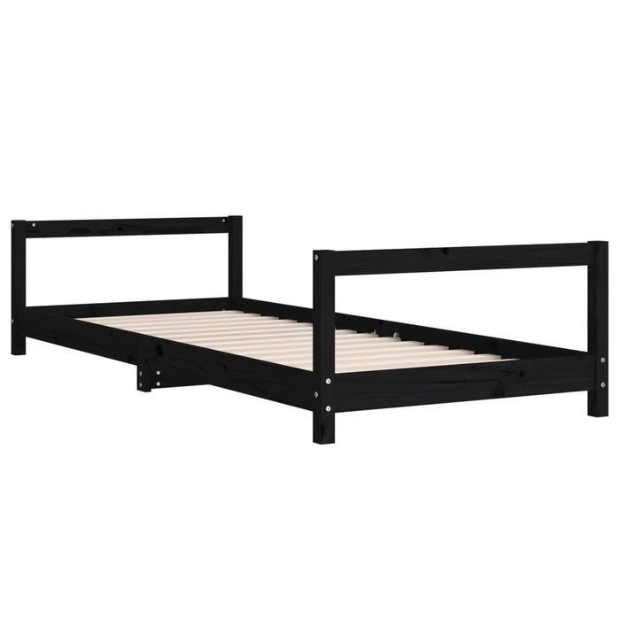 Kids Bed Frame Black 90x190 cm Solid Wood Pine