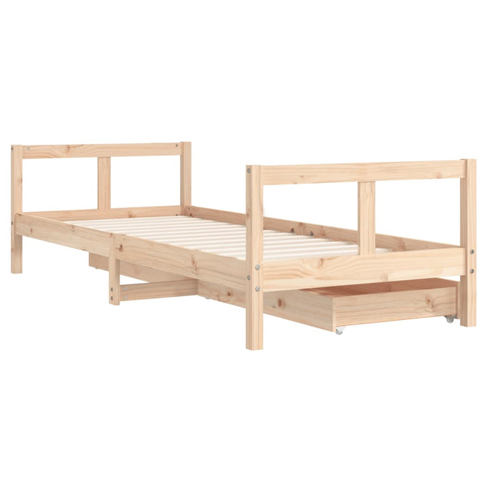 Kids Bed Frame with Drawers 80x200 cm Solid Wood Pine