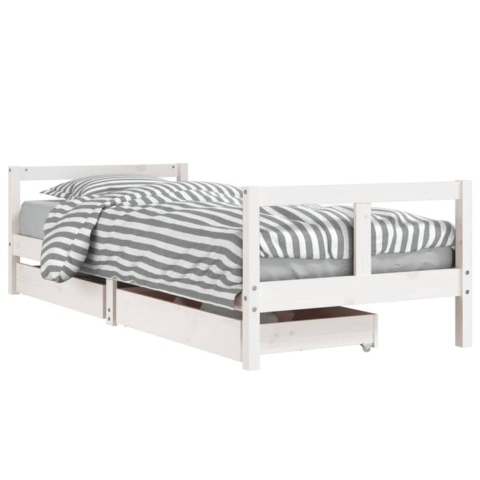 Kids Bed Frame with Drawers White 80x200 cm Solid Wood Pine