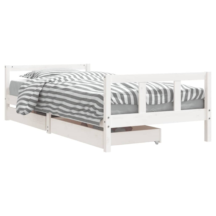 Kids Bed Frame with Drawers White 90x200 cm Solid Wood Pine