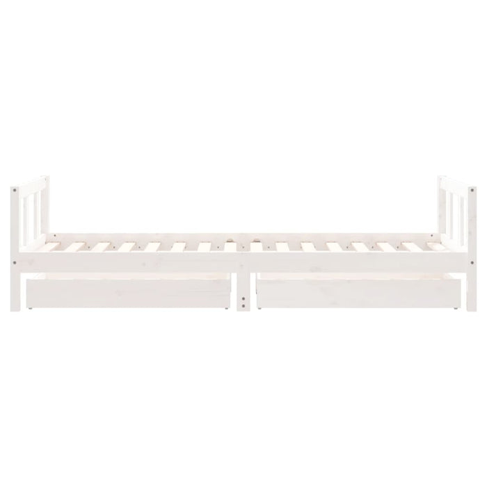 Kids Bed Frame with Drawers White 90x200 cm Solid Wood Pine