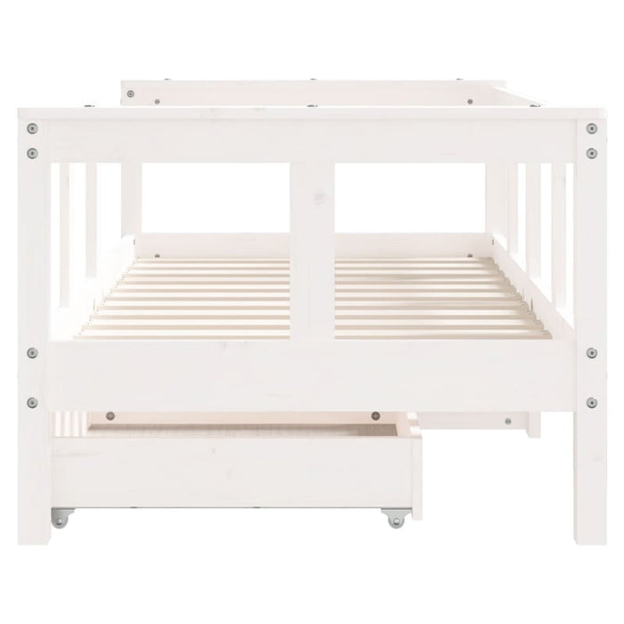 Kids Bed Frame with Drawers White 70x140 cm Solid Wood Pine