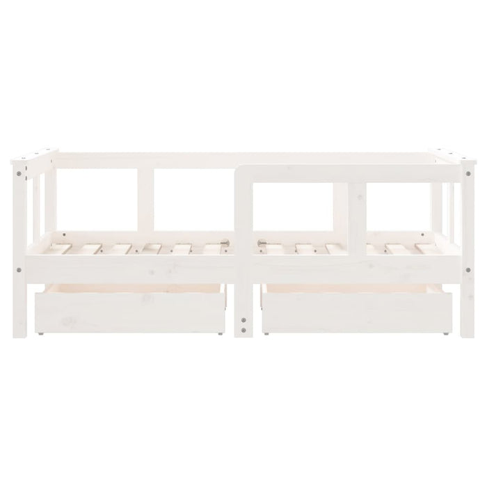 Kids Bed Frame with Drawers White 70x140 cm Solid Wood Pine