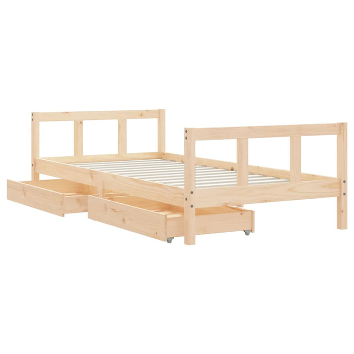 Kids Bed Frame with Drawers 90x190 cm Solid Wood Pine