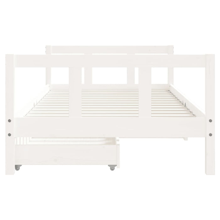 Kids Bed Frame with Drawers White 90x190 cm Solid Wood Pine