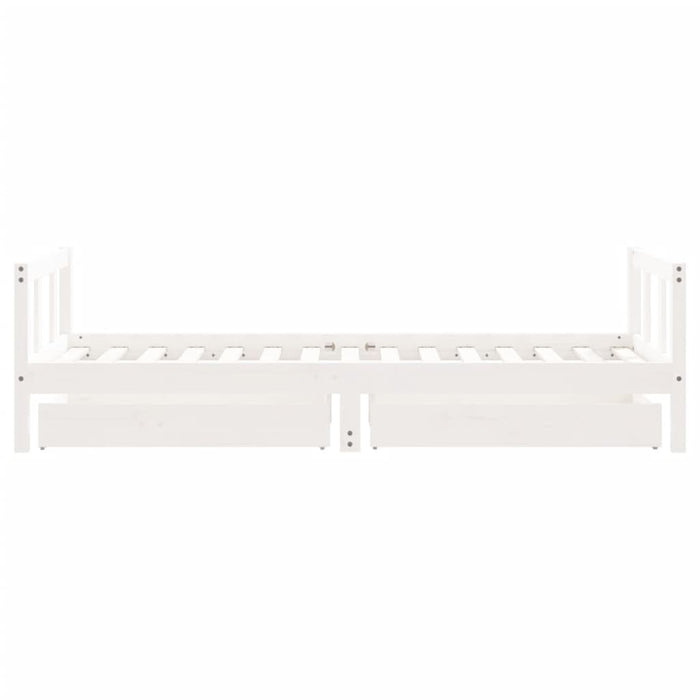 Kids Bed Frame with Drawers White 90x190 cm Solid Wood Pine