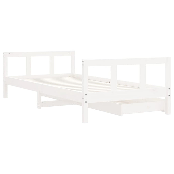 Kids Bed Frame with Drawers White 90x190 cm Solid Wood Pine