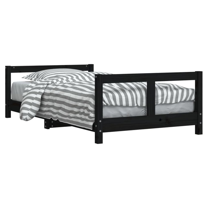 Kids Bed Frame Black 80x160 cm Solid Wood Pine