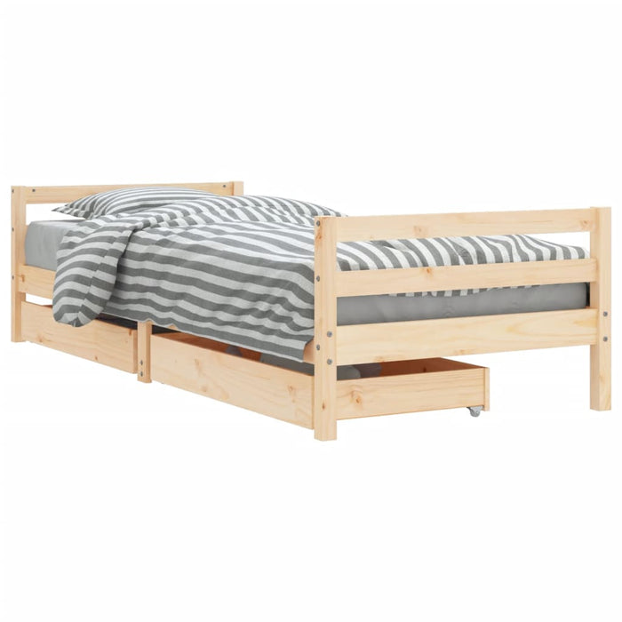 Kids Bed Frame with Drawers 80x200 cm Solid Wood Pine