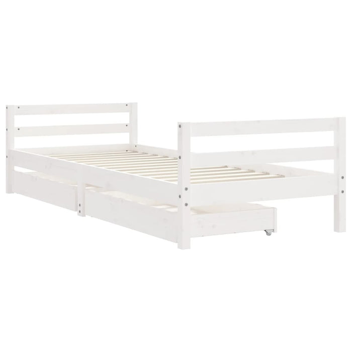 Kids Bed Frame with Drawers White 80x200 cm Solid Wood Pine