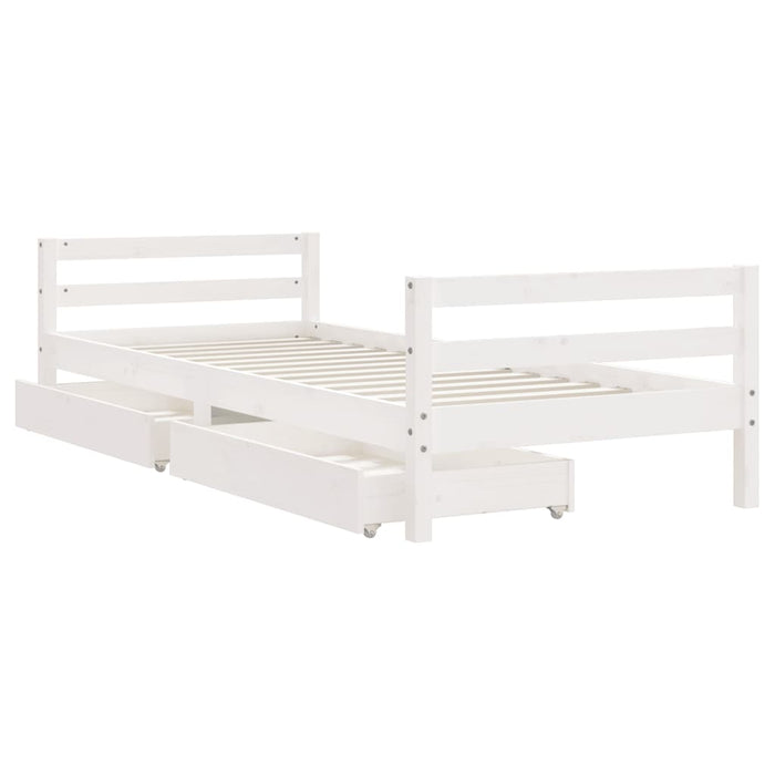 Kids Bed Frame with Drawers White 80x200 cm Solid Wood Pine