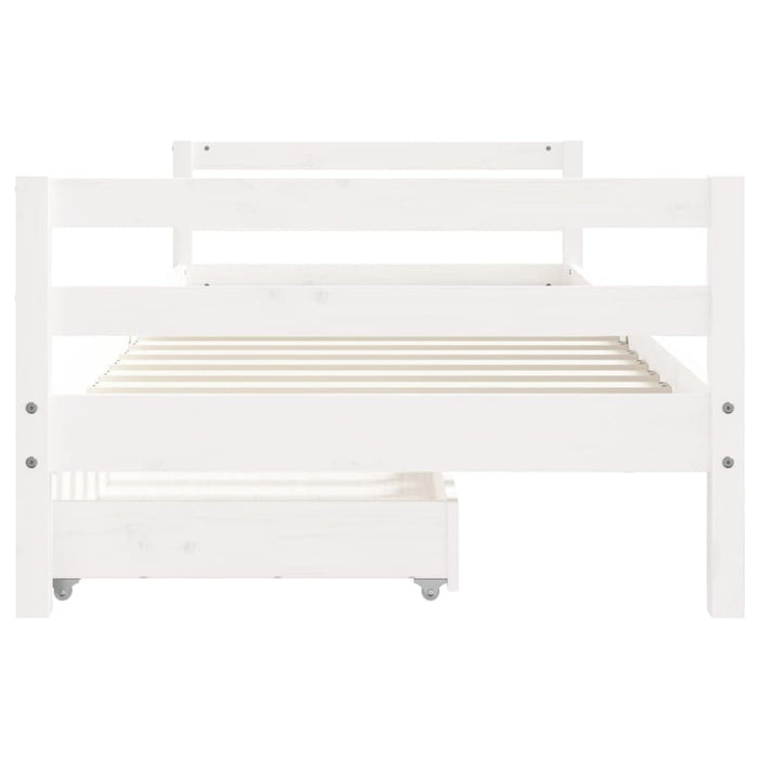 Kids Bed Frame with Drawers White 80x200 cm Solid Wood Pine