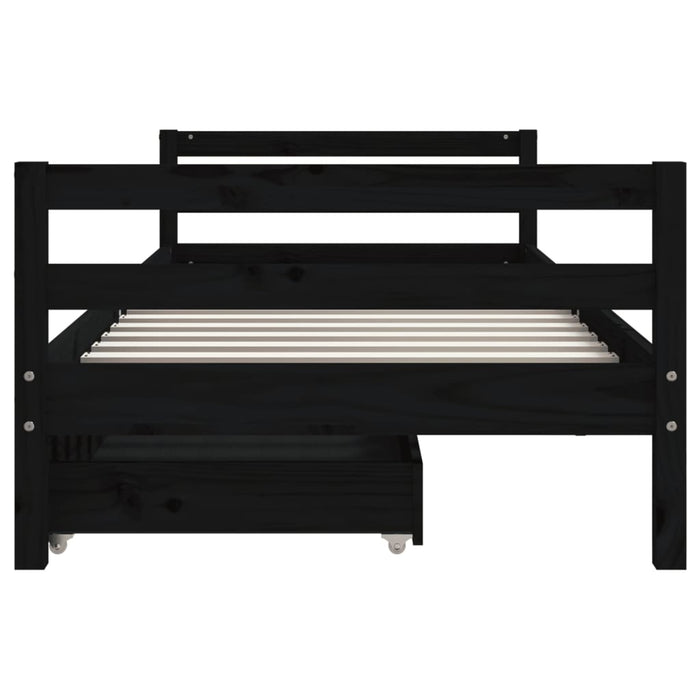 Kids Bed Frame with Drawers Black 80x200 cm Solid Wood Pine