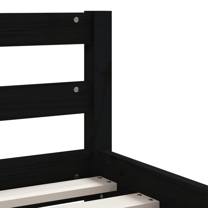 Kids Bed Frame with Drawers Black 80x200 cm Solid Wood Pine