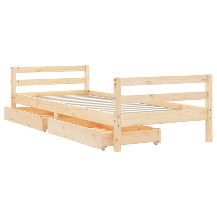 Kids Bed Frame with Drawers 90x200 cm Solid Wood Pine