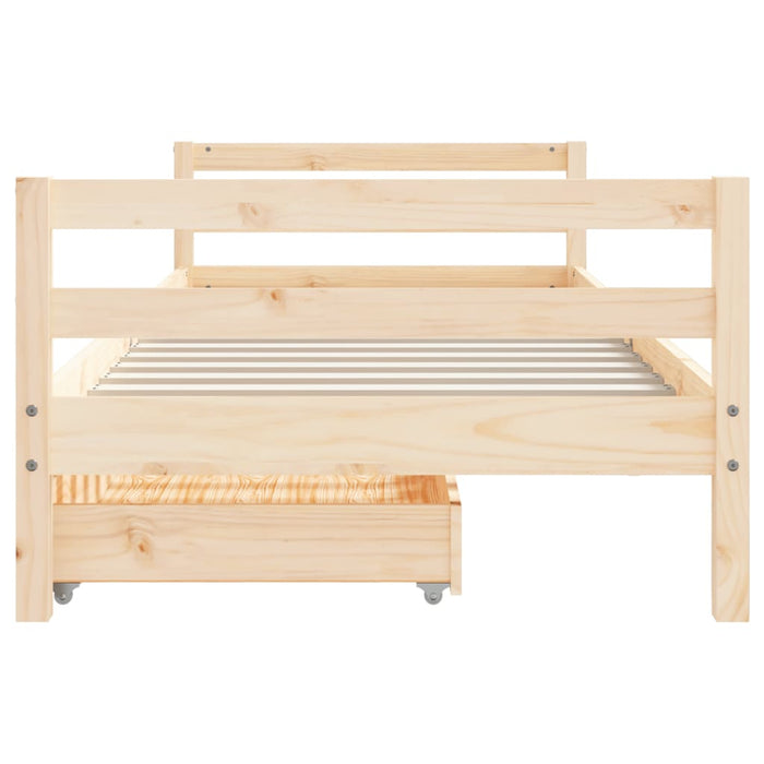 Kids Bed Frame with Drawers 90x200 cm Solid Wood Pine